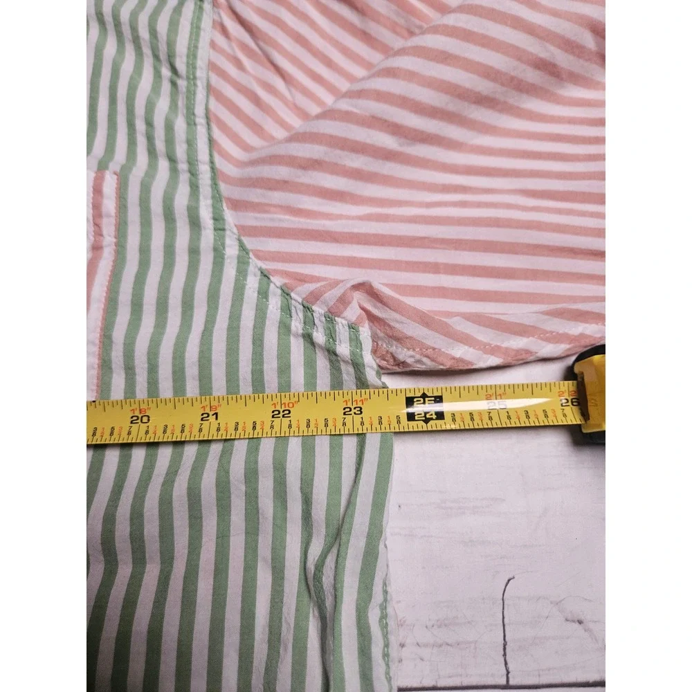 Aerie Womens Large Colorblock Striped Button Down Shirt Oversized Pastel Coastal - Picture 4 of 7
